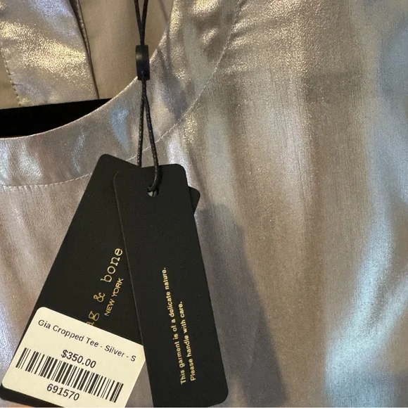 NWT rag & bone Gia Cropped Silver Metallic Tee | S - Picture 6 of 7